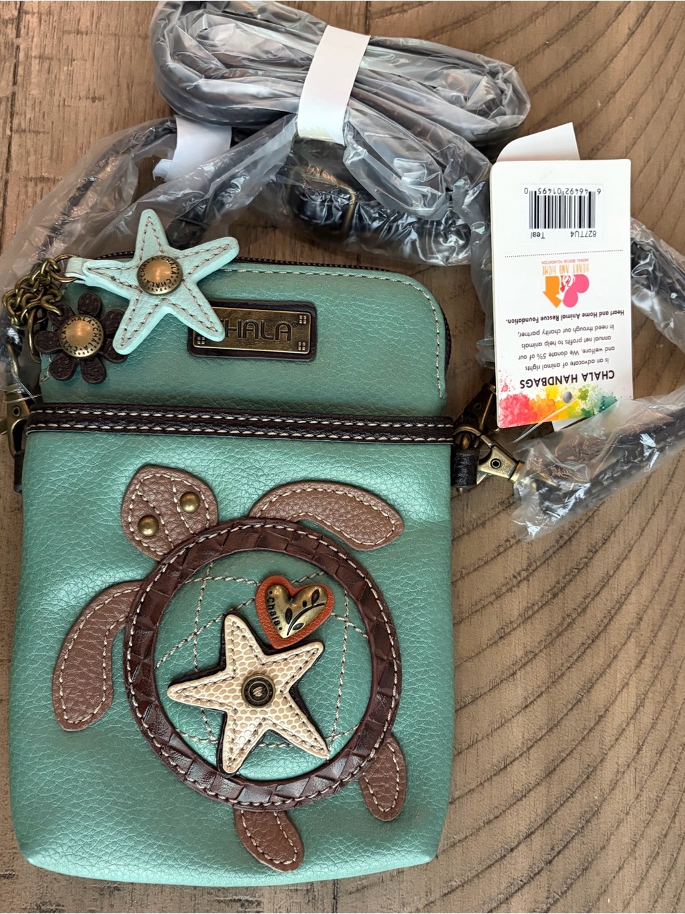 Chala Kids Mint Turtle Crossbody Bag with Star Accent NWT